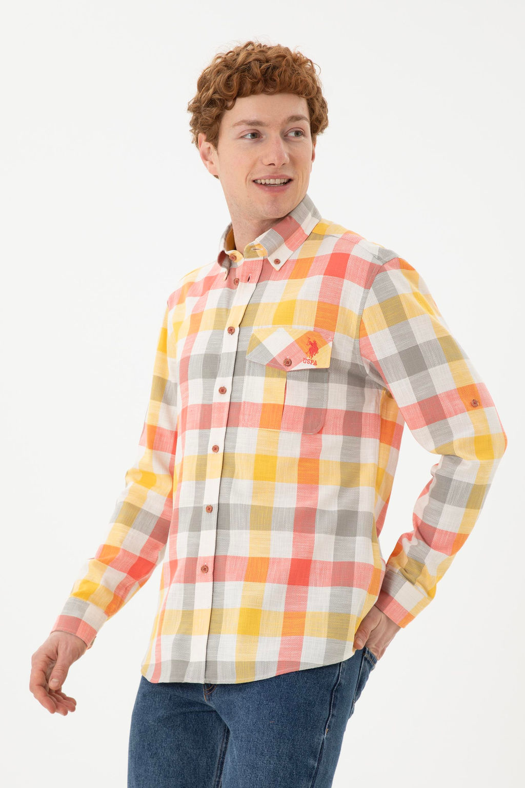 Мужская красная рубашка в клетку - U.s. polo assn фото 10