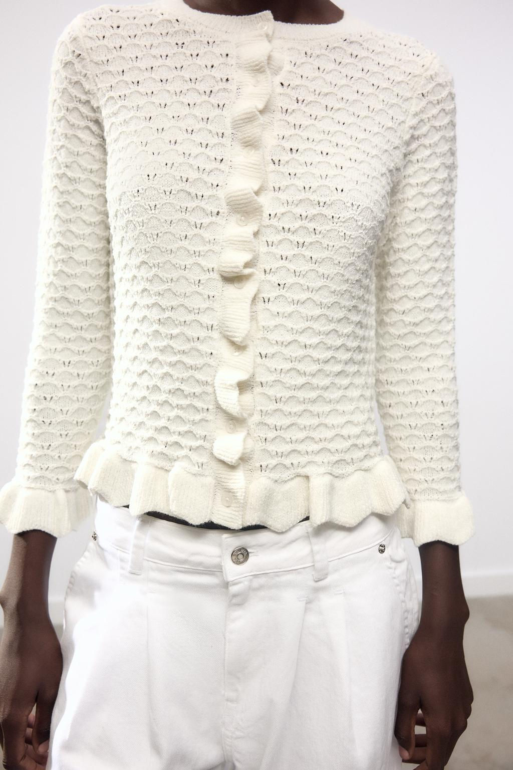 RUFFLED KNIT CARDIGAN - Zara фото 4
