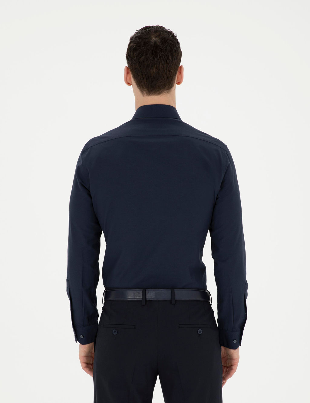 Lacivert Slim Fit Uzun Kollu Basic G_mlek