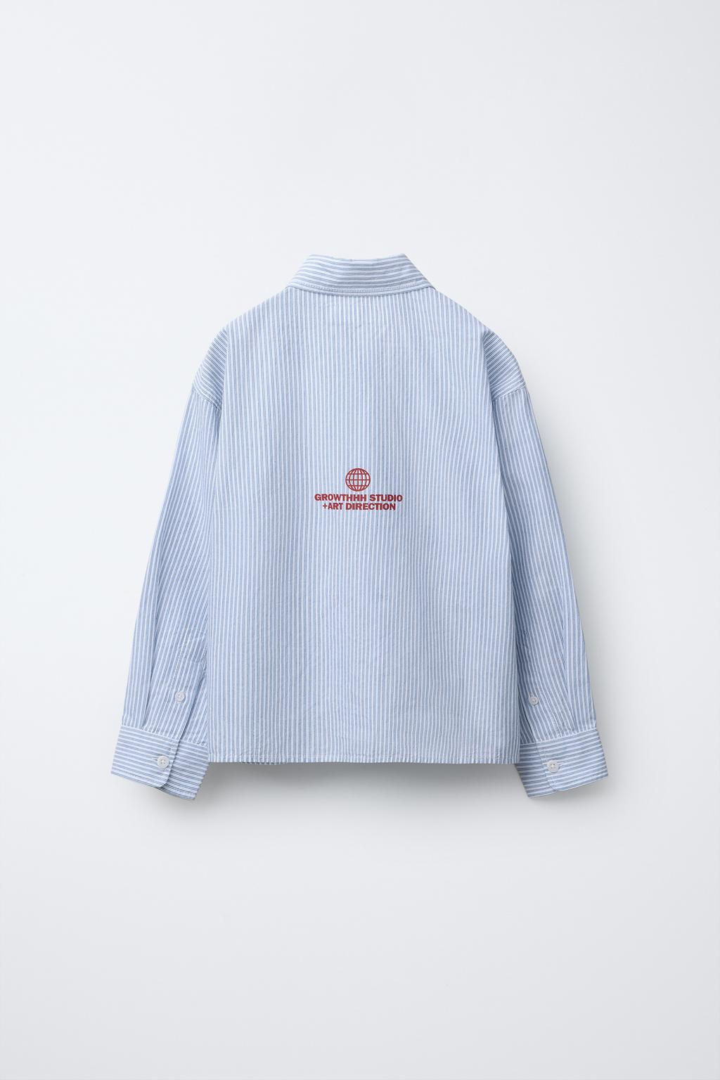 STRIPED SHIRT WITH SLOGAN - Zara фото 2