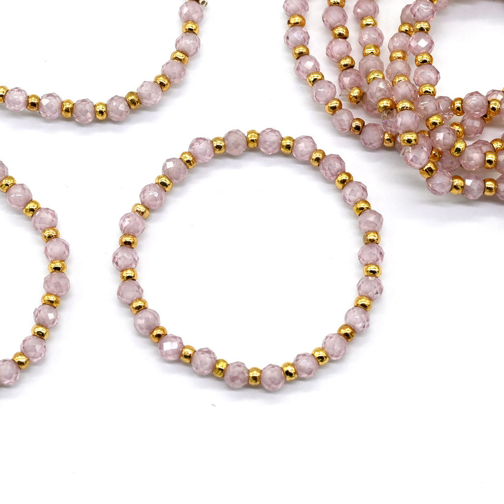 Колечко на резинке из фианитов цвет розовый