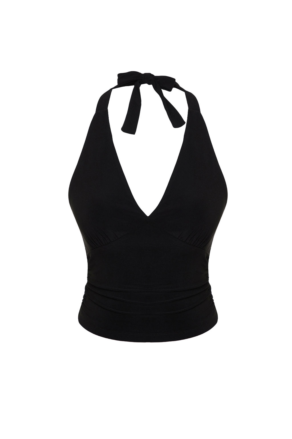 Siyah Boyundan Baglamal? Vucuda Oturan Esnek Crop Orme Bluz TWOSS24BZ00061