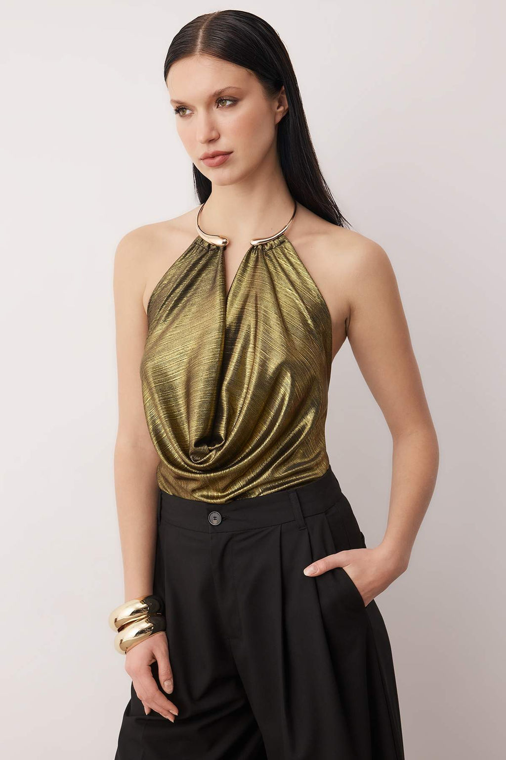 Taba Aksesuar Detayl? Degaje Yaka Orme Party Bluz TPRAW26BZ00062