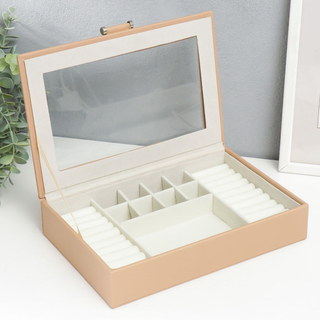 Шкатулка кожзам для украшений Хэмптонс бежевая 5,5х27х18 см - Simaland фото 2