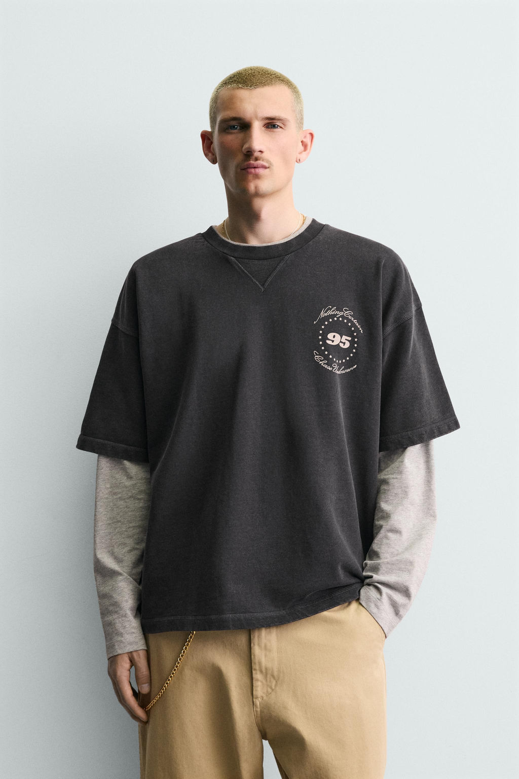 SUDADERA LAVADA GR?FICO CABALLOS / Gris antracita