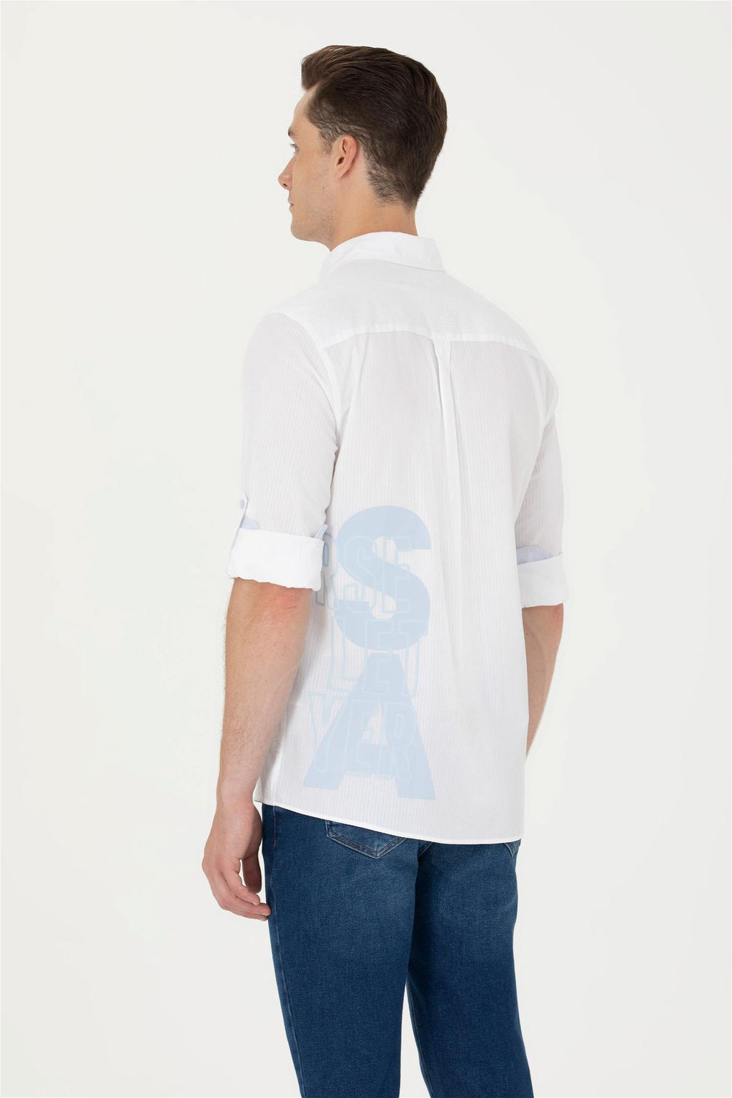 Мужская белая рубашка с длинным рукавом - U.s. polo assn фото 5