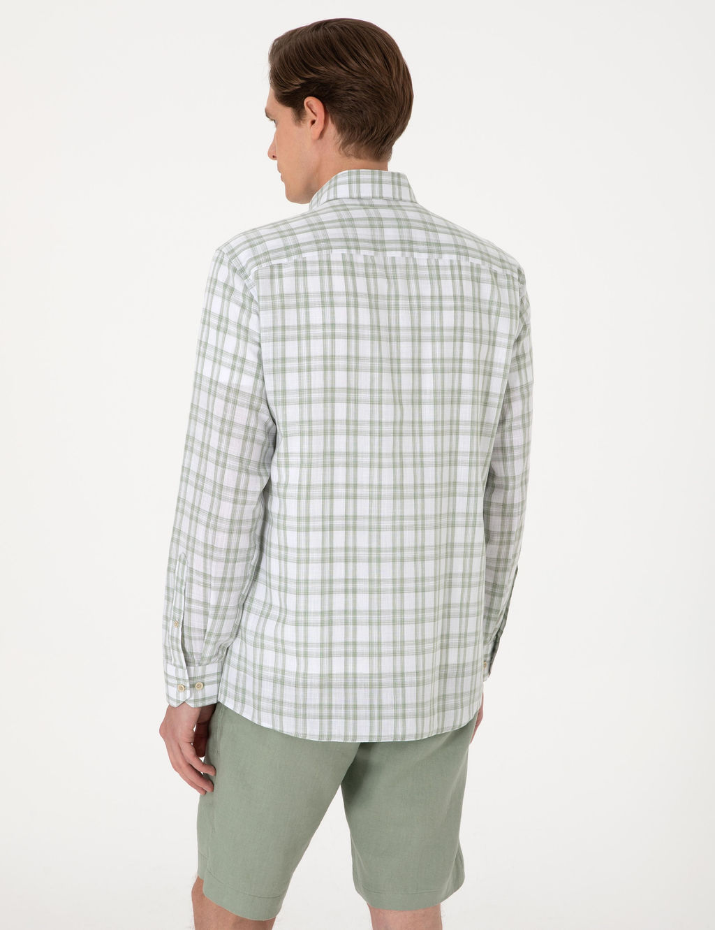 Ye_il Regular Fit Ekose Uzun Kollu G_mlek - Pierre cardin фото 5