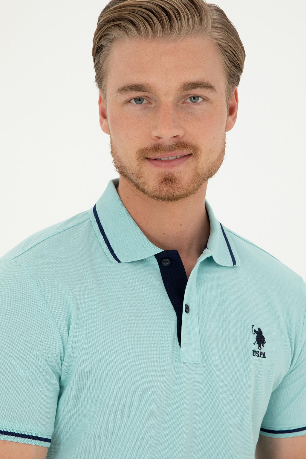Футболка мужская U.S. Polo Assn цвета морской волны хлопок  фото 9