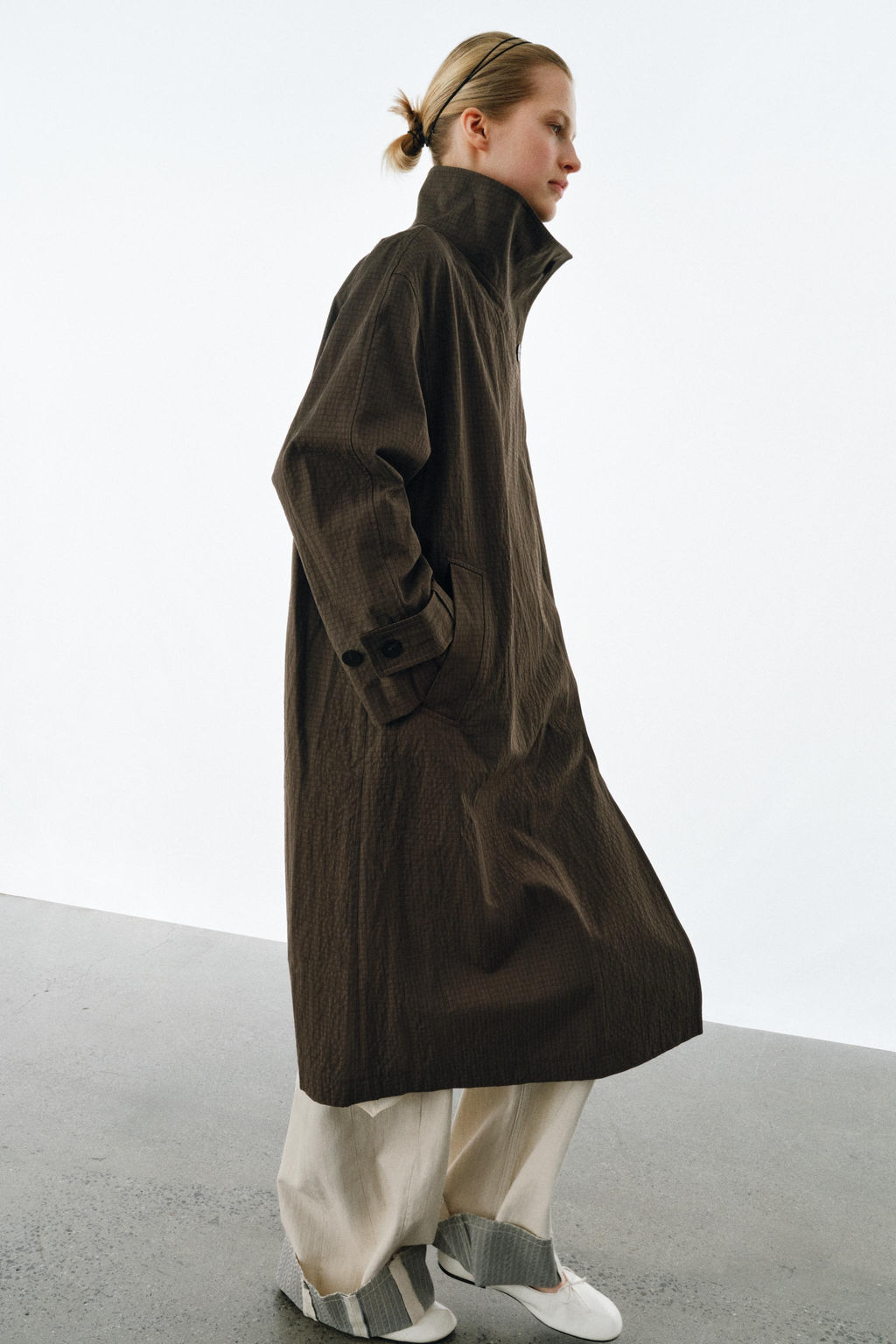 ZW COLLECTION OVERSIZE CHECK TRENCH COAT - Zara фото 6