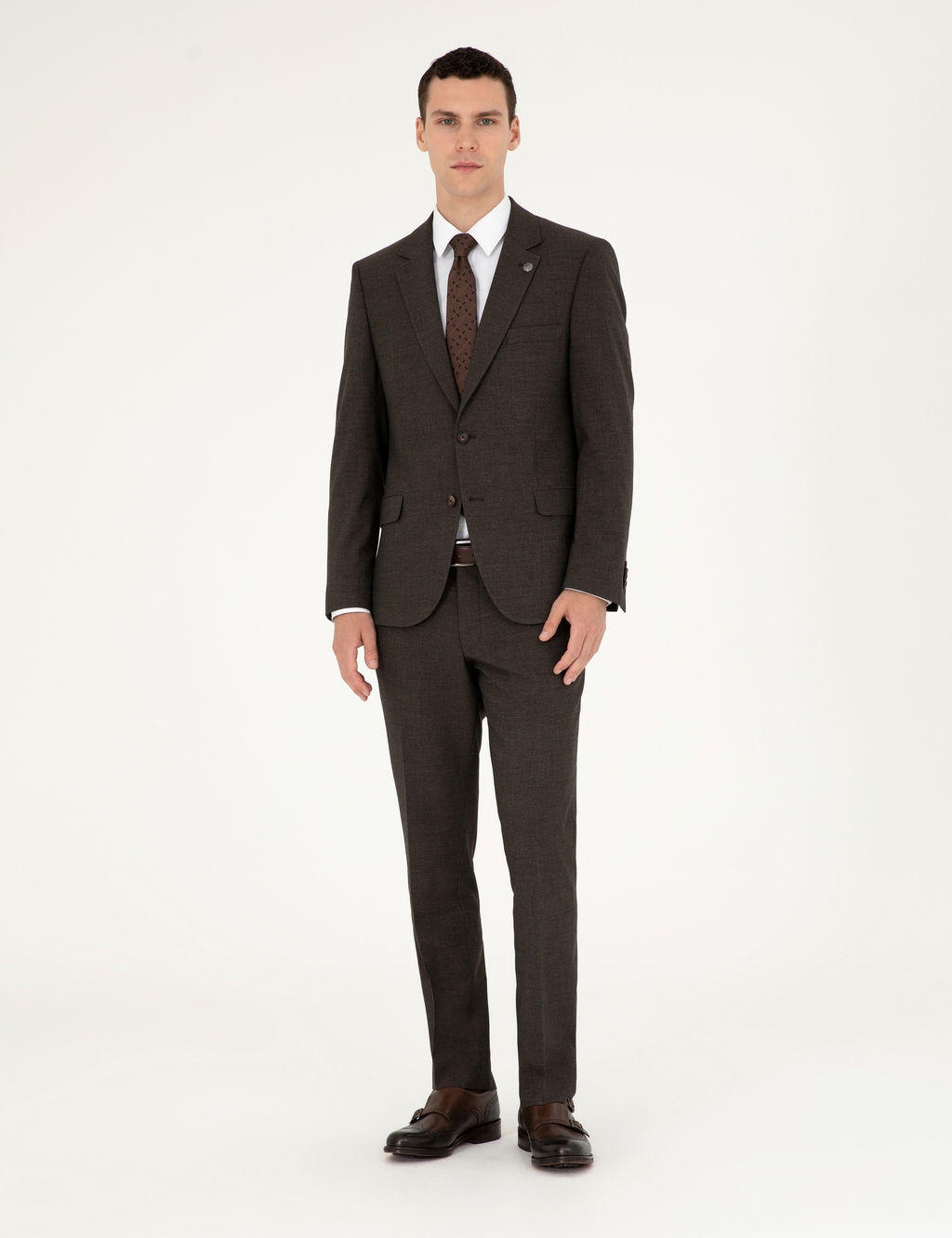 Kahverengi Slim Fit Tak_m Elbise