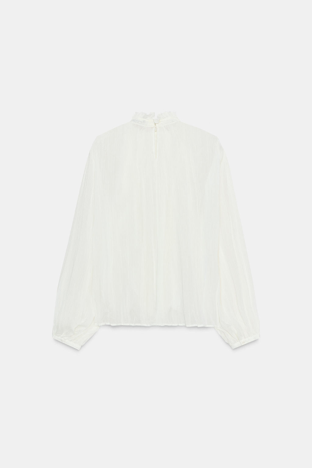 COTTON GAUZE BLOUSE WITH RUFFLE AND LACE TRIMS - Zara фото 6