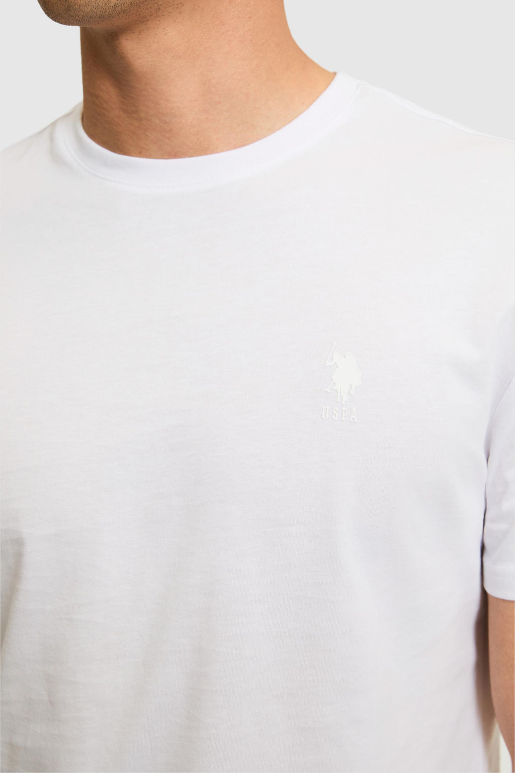 Erkek Regular Fit Bisiklet Yaka Beyaz Basic Ti__rt