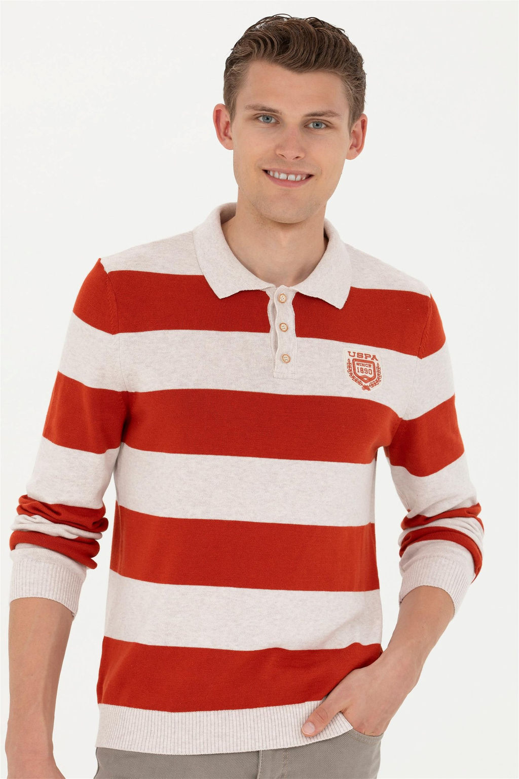 Мужской меланжевый свитер с плиткой - U.s. polo assn фото 10