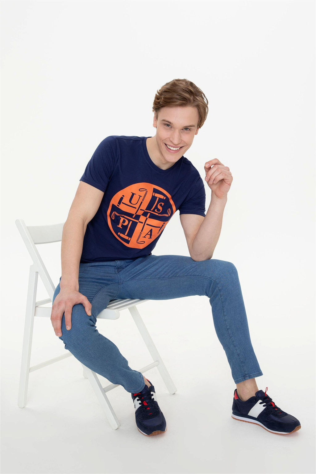 Мужская темно-синяя футболка с круглым вырезом Неожиданная скидка в корзине - U.s. polo assn фото 2