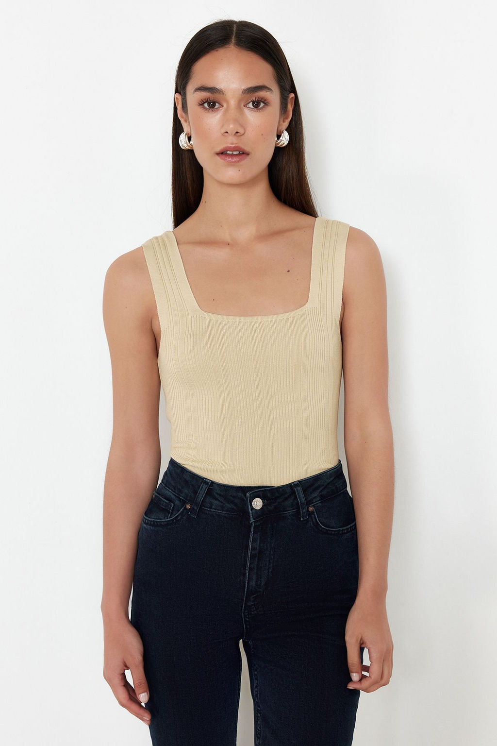 Tas-Kahverengi Basic Ikili Paket Top Ince Bluz TWOSS24BZ00623