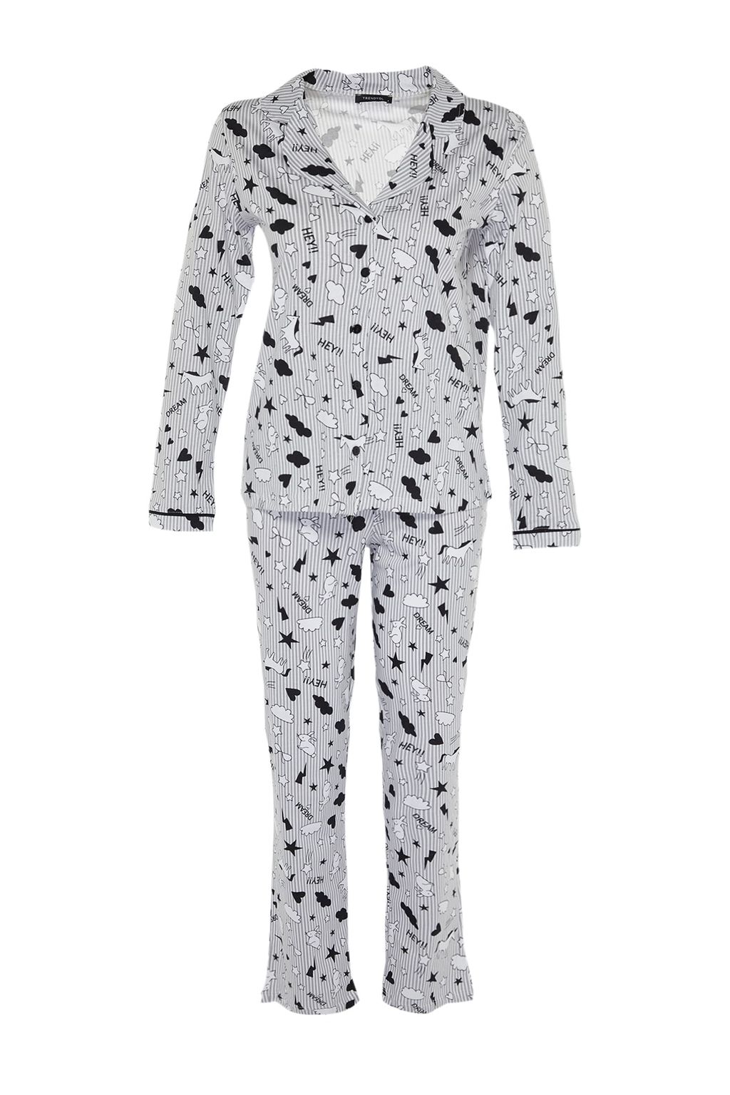 Gri Desenli Orme Pijama Tak?m? THMAW21PT0863 - Trendyolmilla фото 7