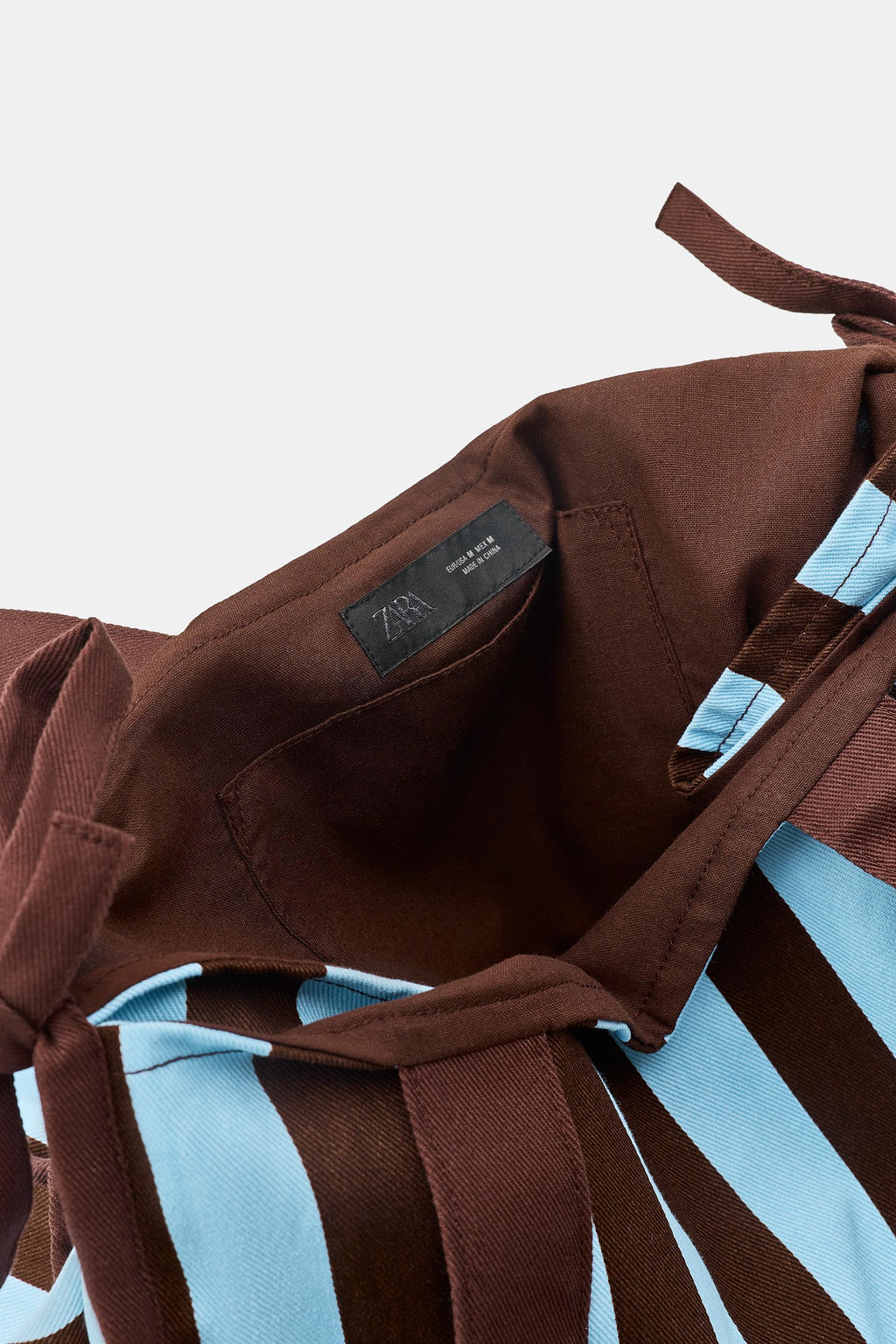 MAXI BOLSA ALGOD?N 100% RAYAS / Azul - Zara фото 5