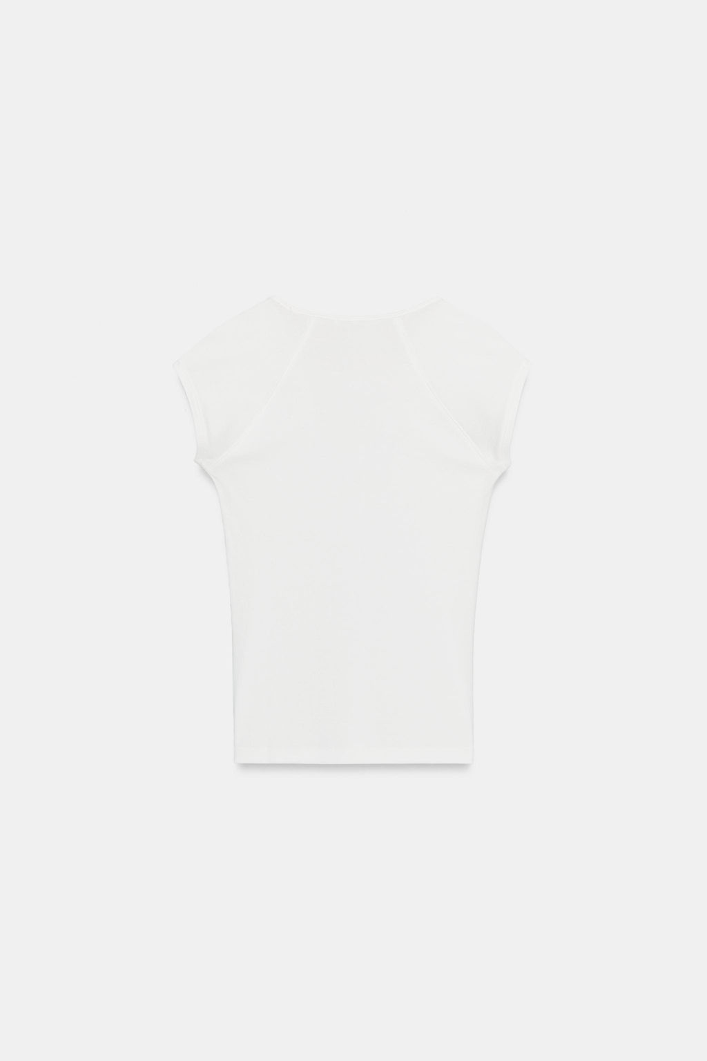 CAMISETA ESCOTE PICO / Blanco roto - Zara фото 6
