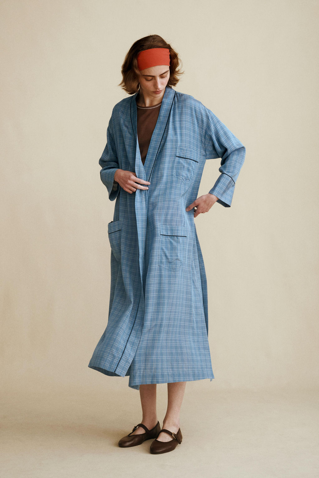 VESTIDO CUADROS CREATED BY CARAMEL LONDON X ZARA / Azul  фото 2