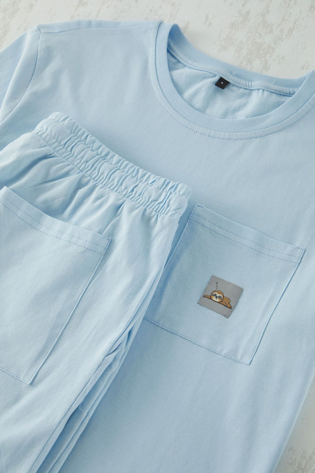 TRENDYOL MAN Mavi Regular Fit Etiketli Sortlu Orme Pijama Tak?m? TMNSS25PT00018 - Trendyolmilla фото 3