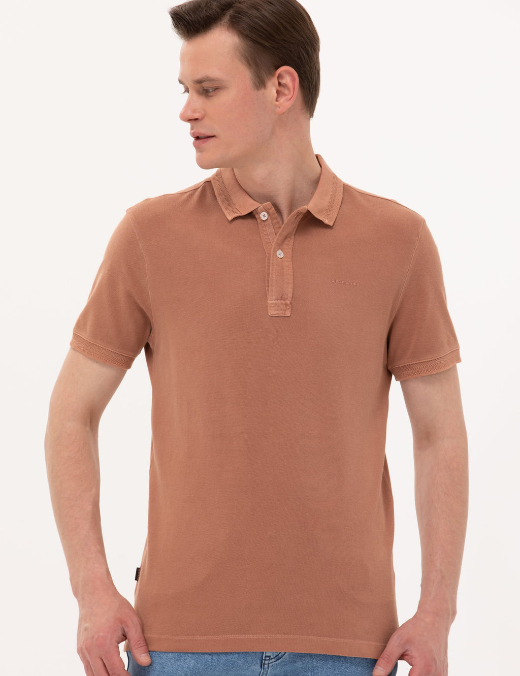 Kahverengi Slim Fit Polo Yaka Ti__rt