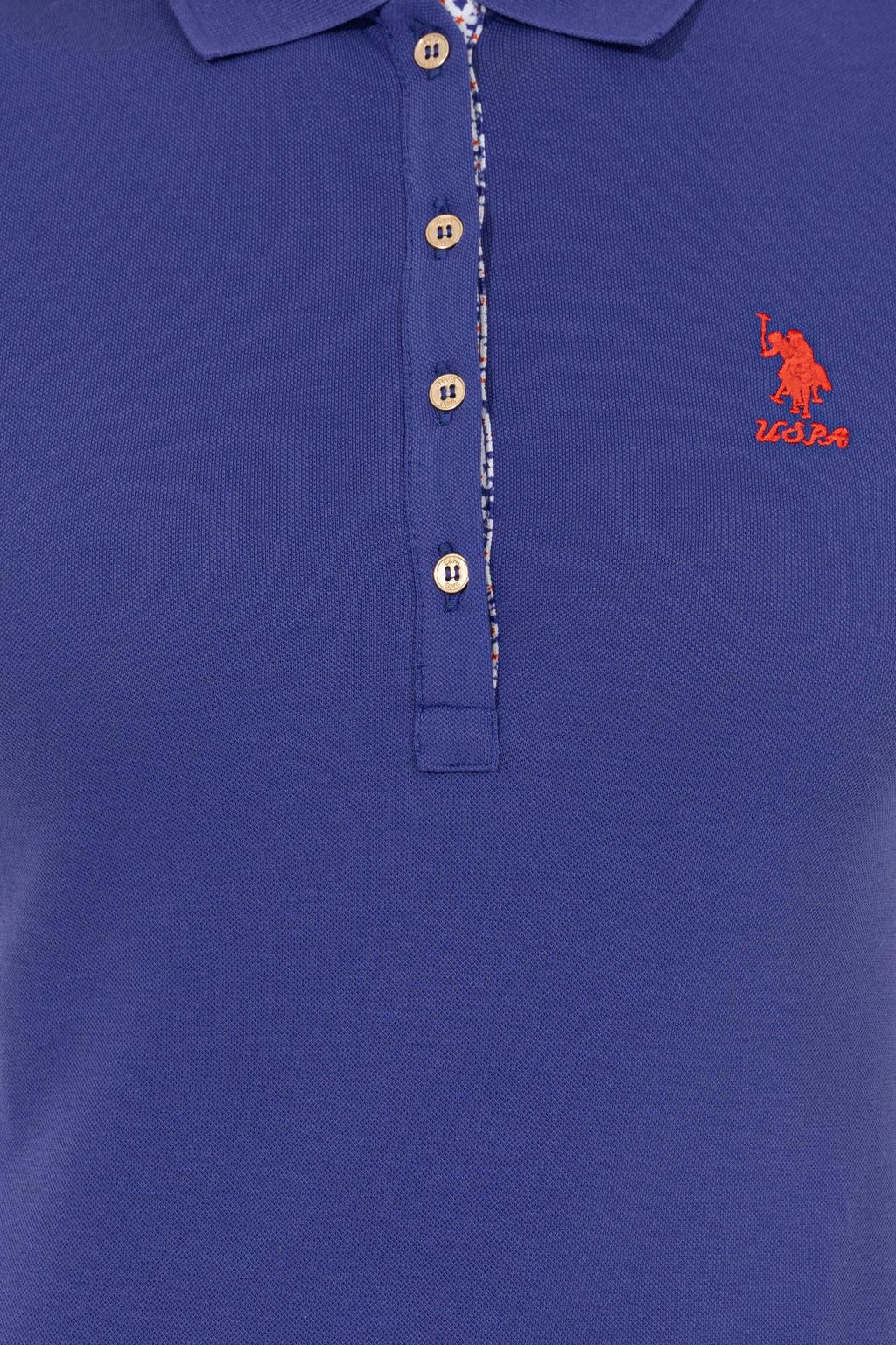 Женская синяя футболка с воротником поло Basic - U.s. polo assn фото 6