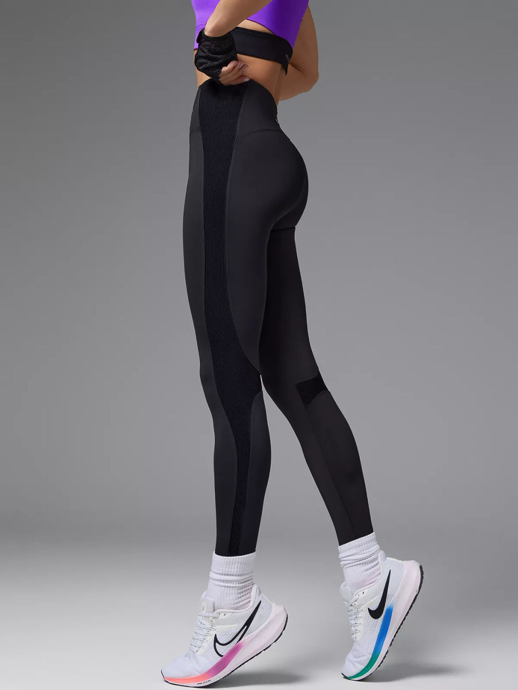 Леггинсы с высокой посадкой и вставками в рубчик - NEVERLATE фото 2