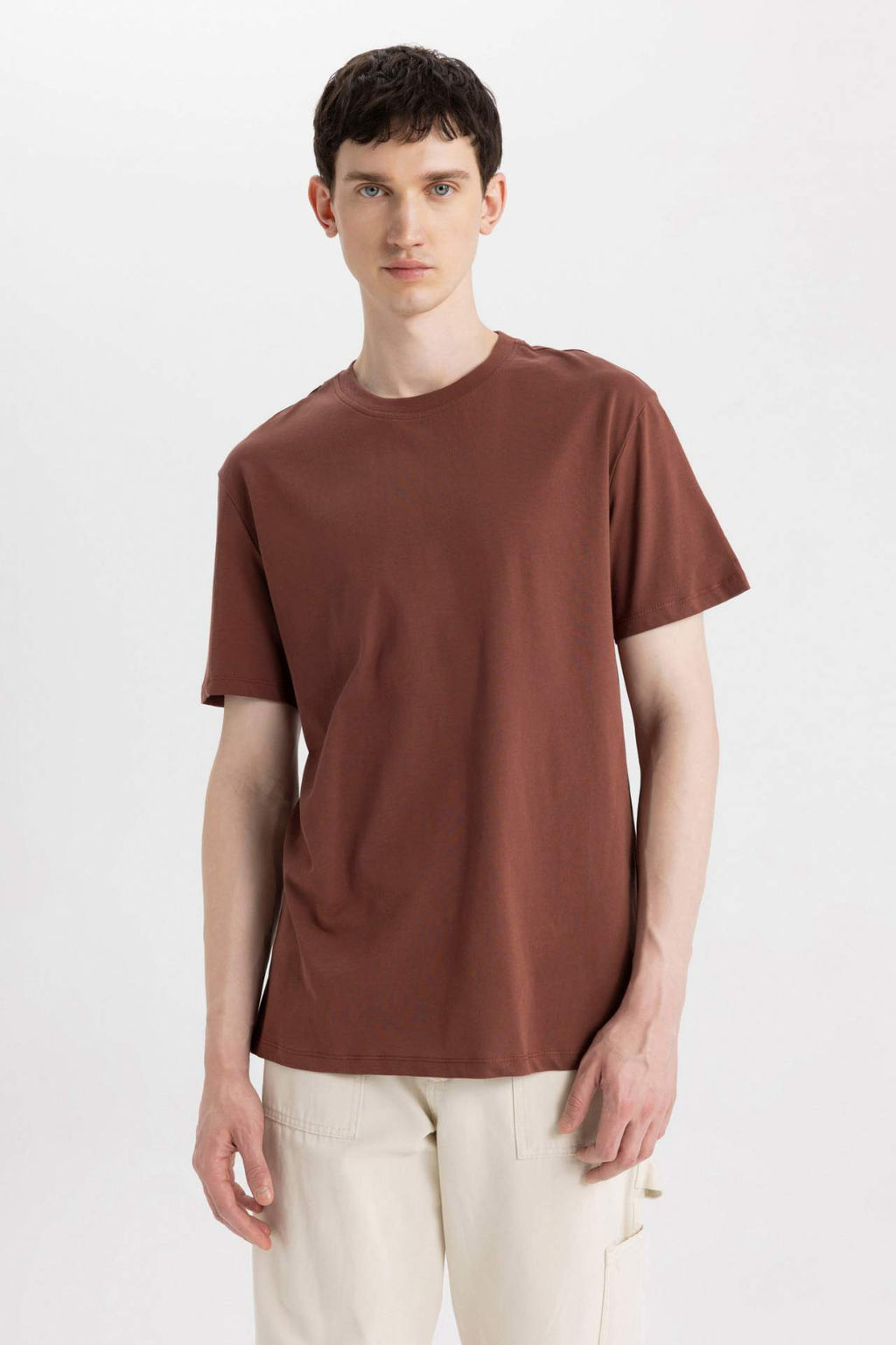 New Regular Fit Bisiklet Yaka Basic Duz K?sa Kollu Tisort - Defacto фото 22