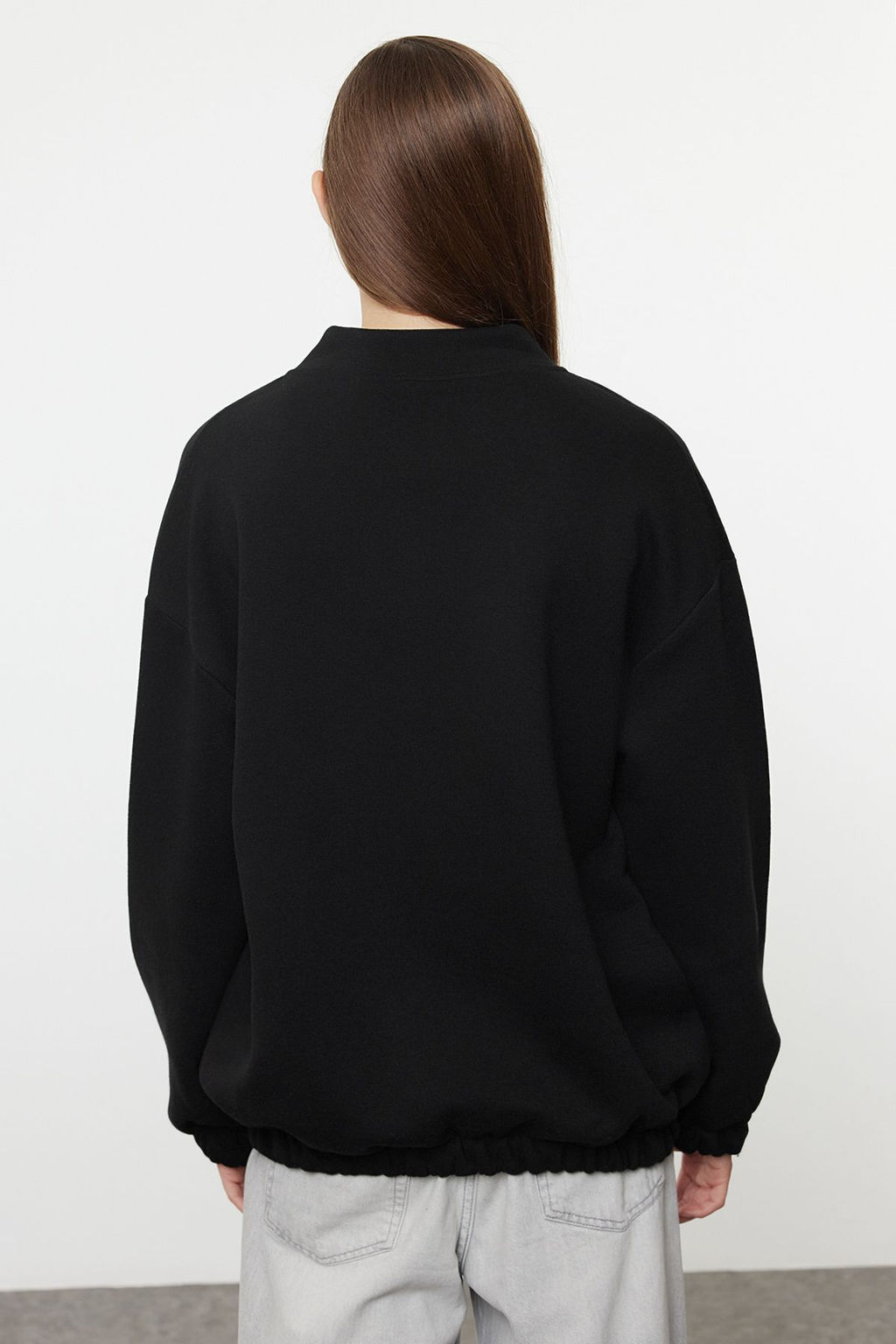 TRENDYOLMILLA Antrasit Fermuarl? Oversize/Genis Kal?p Kal?n Ici Polarl? Orme Sweatshirt TWOAW25SW00122 фото 10