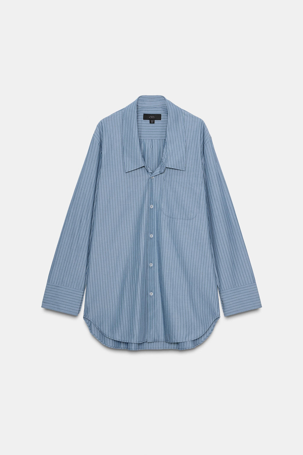 LOW COLLAR STRIPED POPLIN SHIRT - Zara фото 7