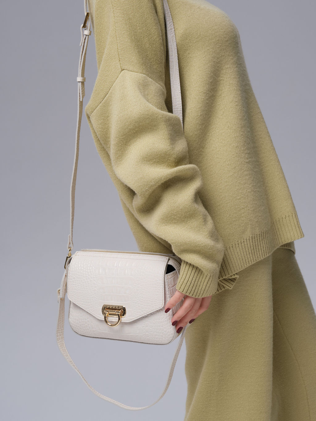 Сумка кросс-боди Azaro 3684 бежевый лен/крок