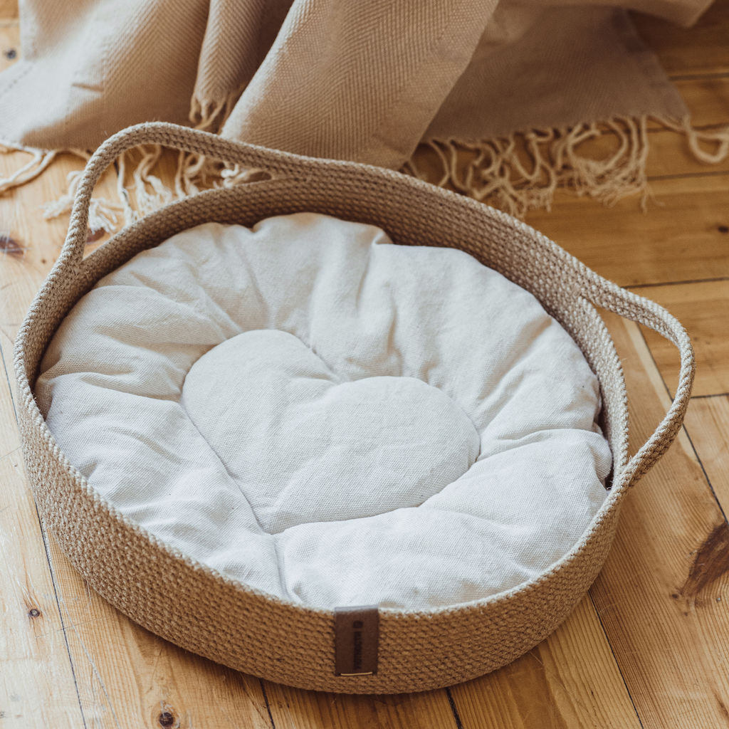 Корзина-лежанка для животных из джута d-40см с ушками - Уютности фото 16