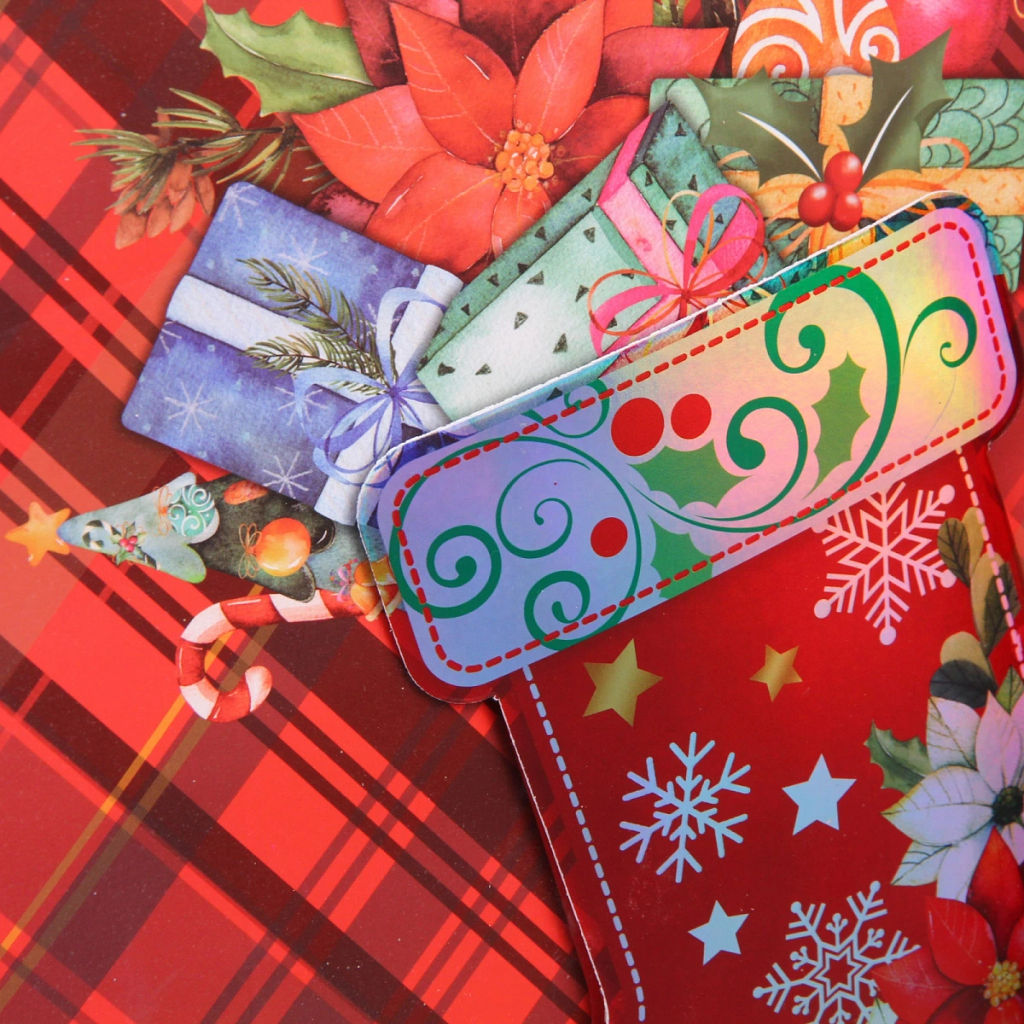 Цена за 12 шт. Пакет подарочный "Новогодний стиль" 26*31*10 см, микс