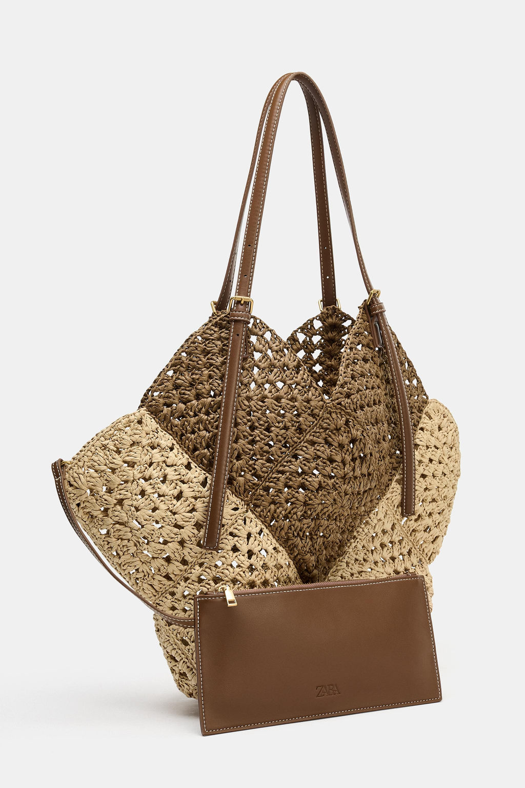 BOLSO SHOPPER CUERPO TRENZADO / Beige claro - Zara фото 3