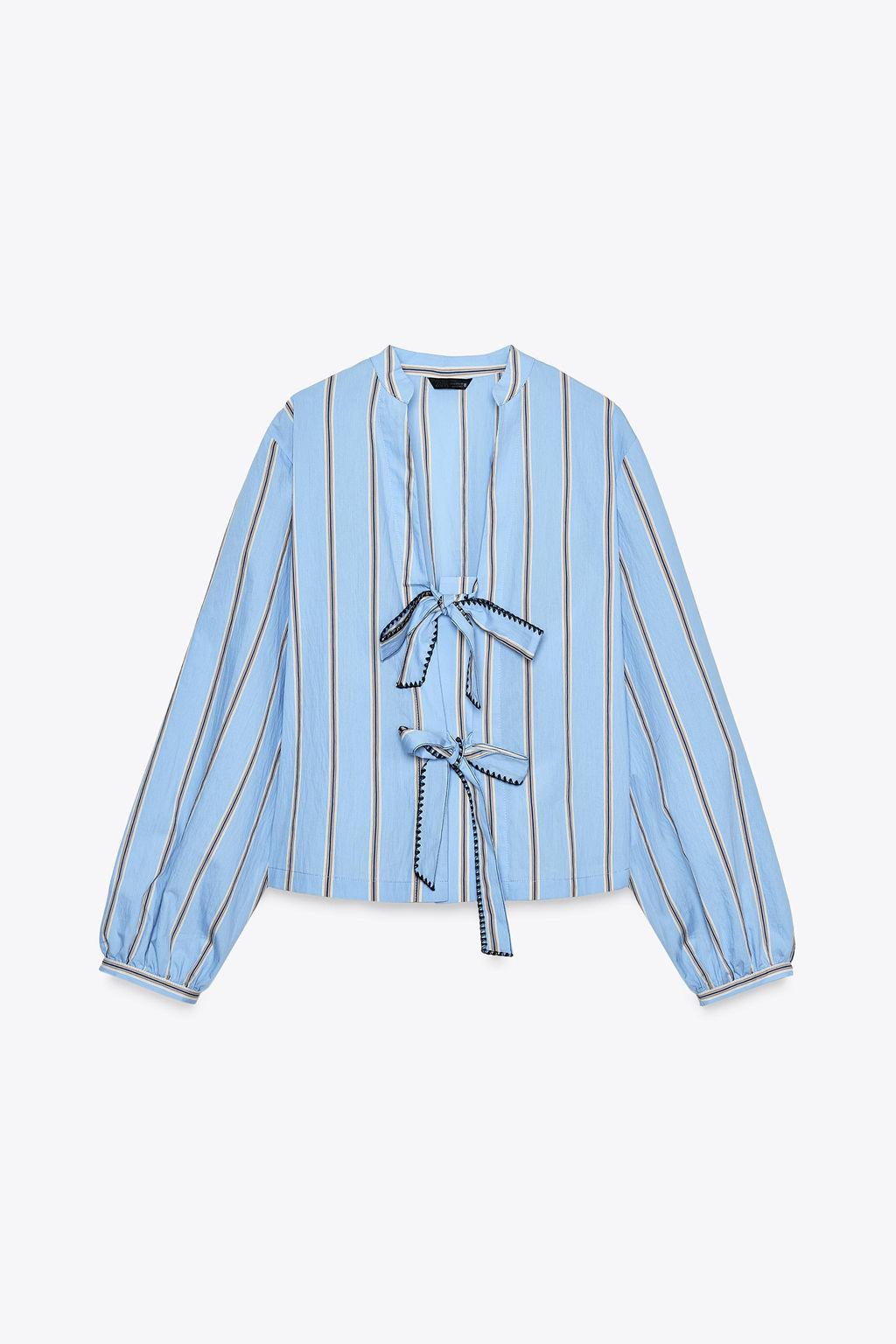 STRIPED POPLIN SHIRT WITH TIES - Zara фото 36