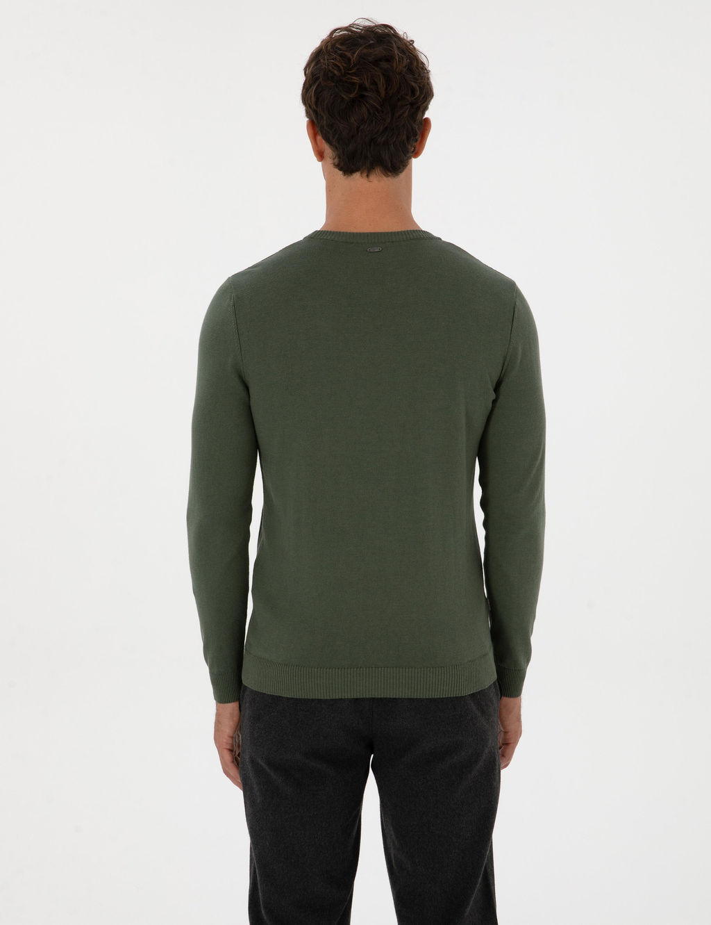 Koyu Haki Slim Fit Bisiklet Yaka Triko Kazak - Pierre cardin фото 5