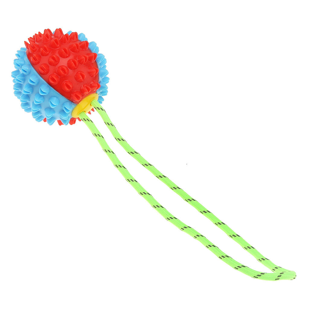 Пэт тойс (Pet toys) Игрушка для кошки Мяч на веревке 7х7см h6,5см, общий размер 28х7х6,5см, резиновая, на картоне, двухцветная, цвета в ассортименте: желтый/красный, желтый/голубой, голубой/красный (Китай) - Домашняя мода фото 3