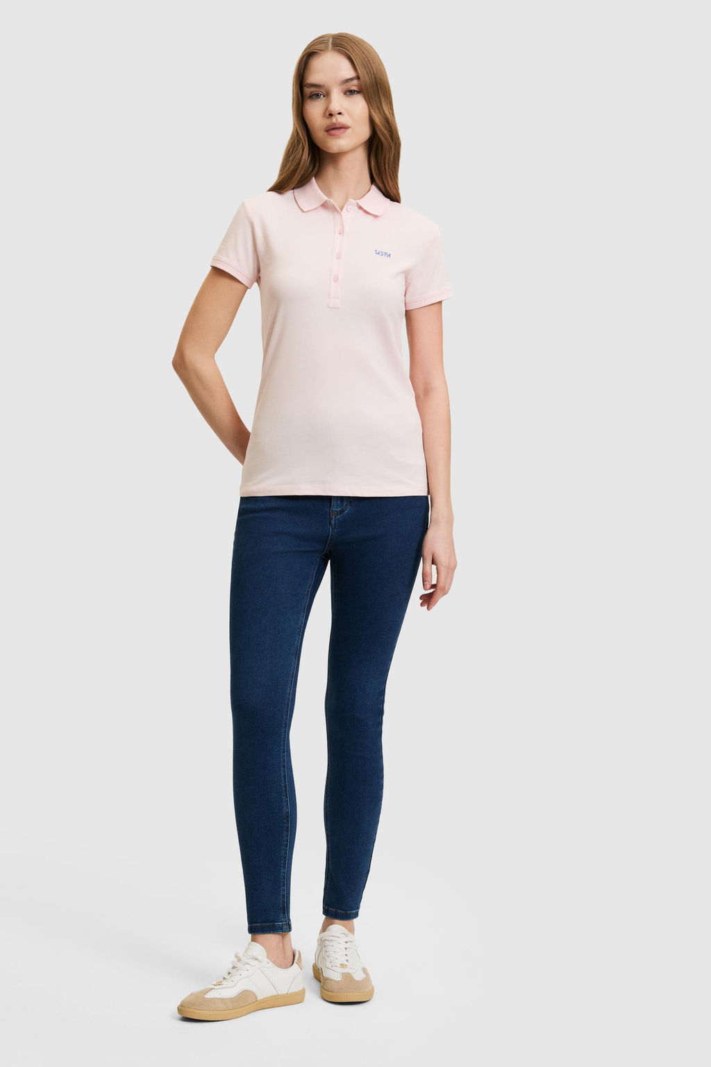 Kad_n A__k Pembe Polo Yaka D__me Detayl_ Basic Ti__rt - U.s. polo assn фото 4