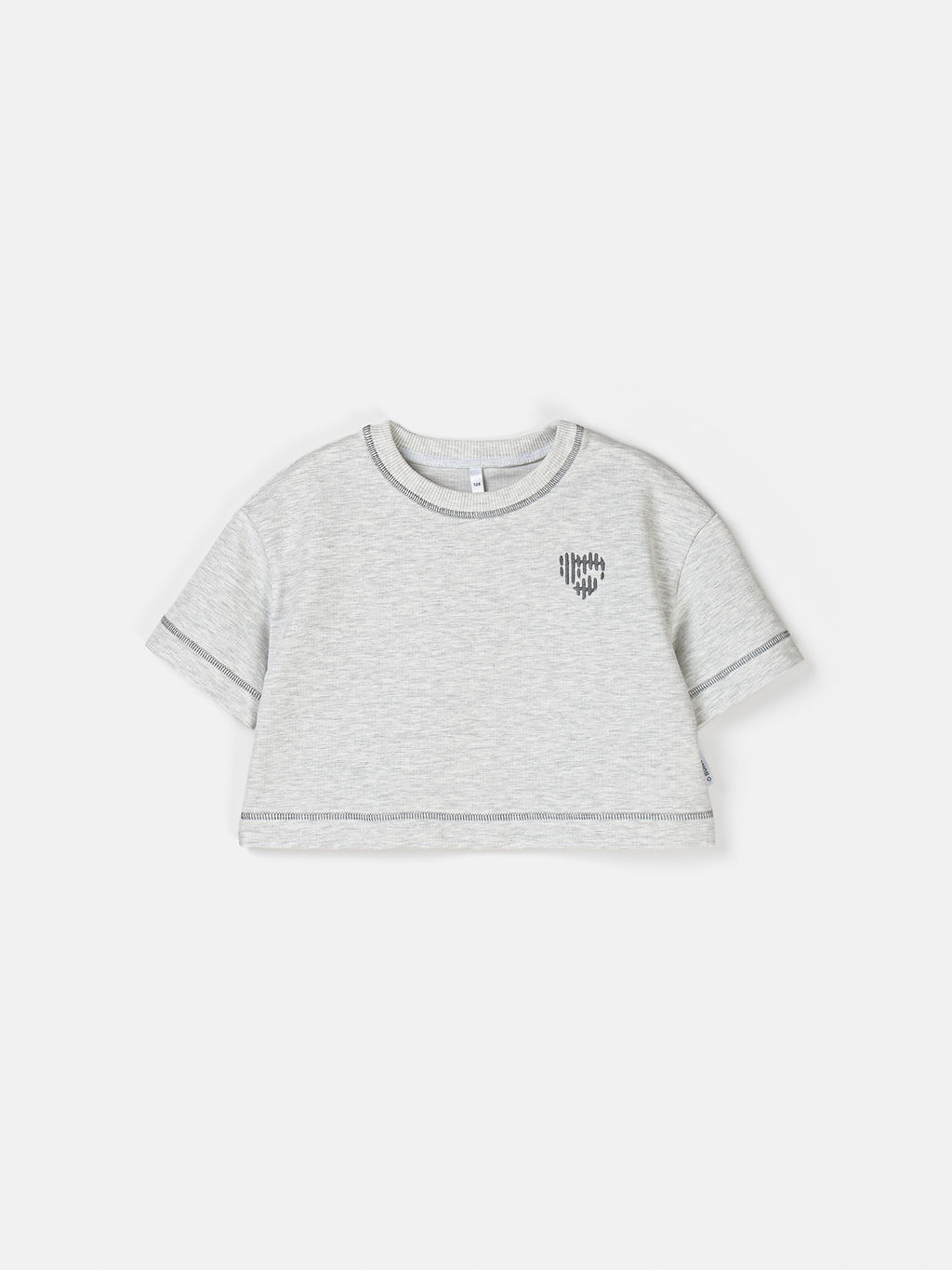 Футболка из футера "Серый меланж" укороченная 7+