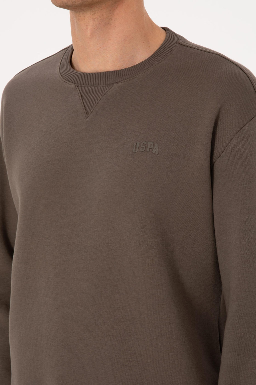 Erkek Vizon Basic Sweatshirt