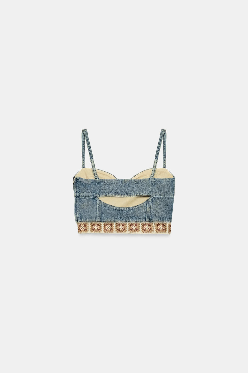 TOP Z1975 DENIM COMBINADO CROCHET / Azul medio - Zara фото 9