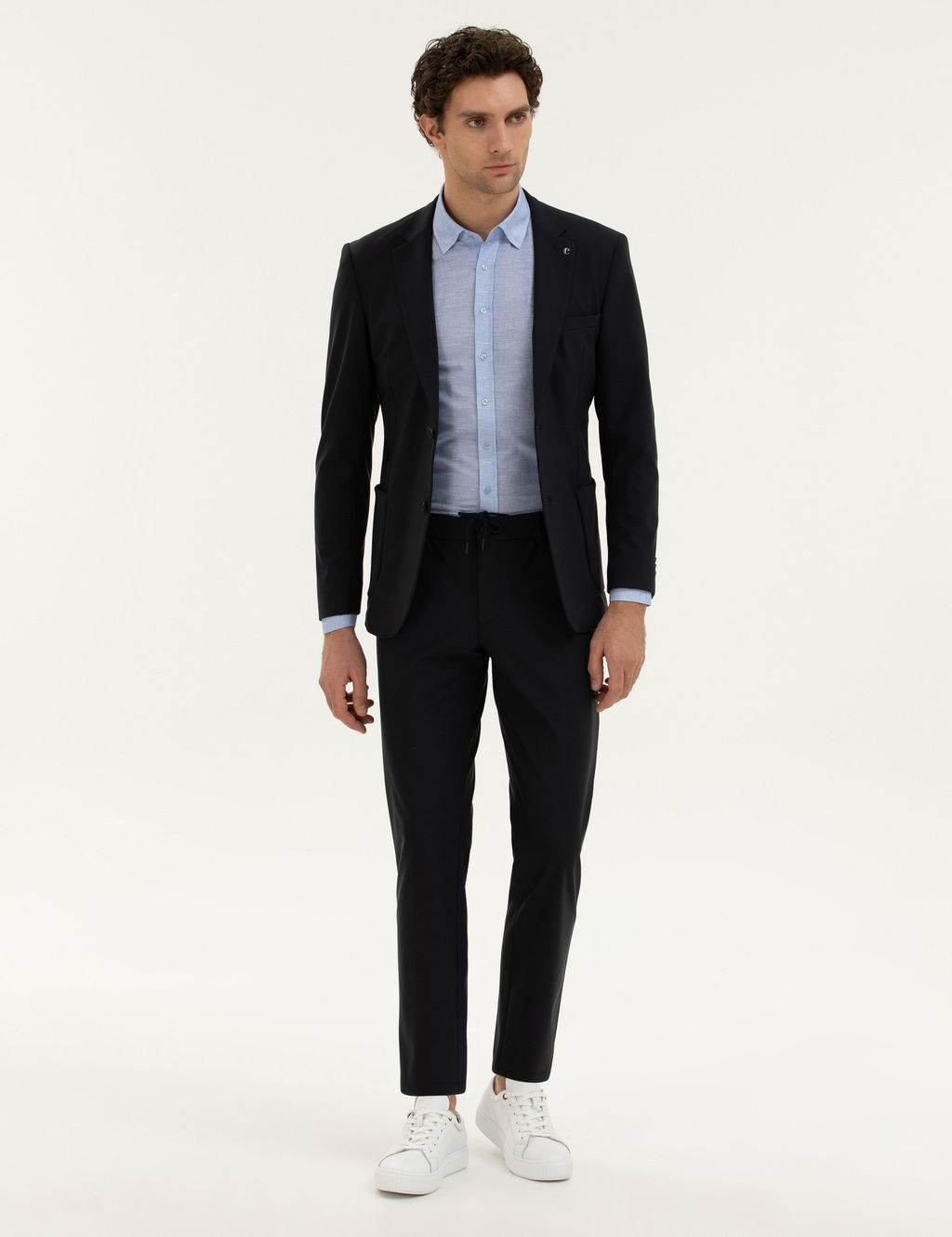 Тканевые брюки узкого кроя темно-синего цвета - Cacharel фото 3