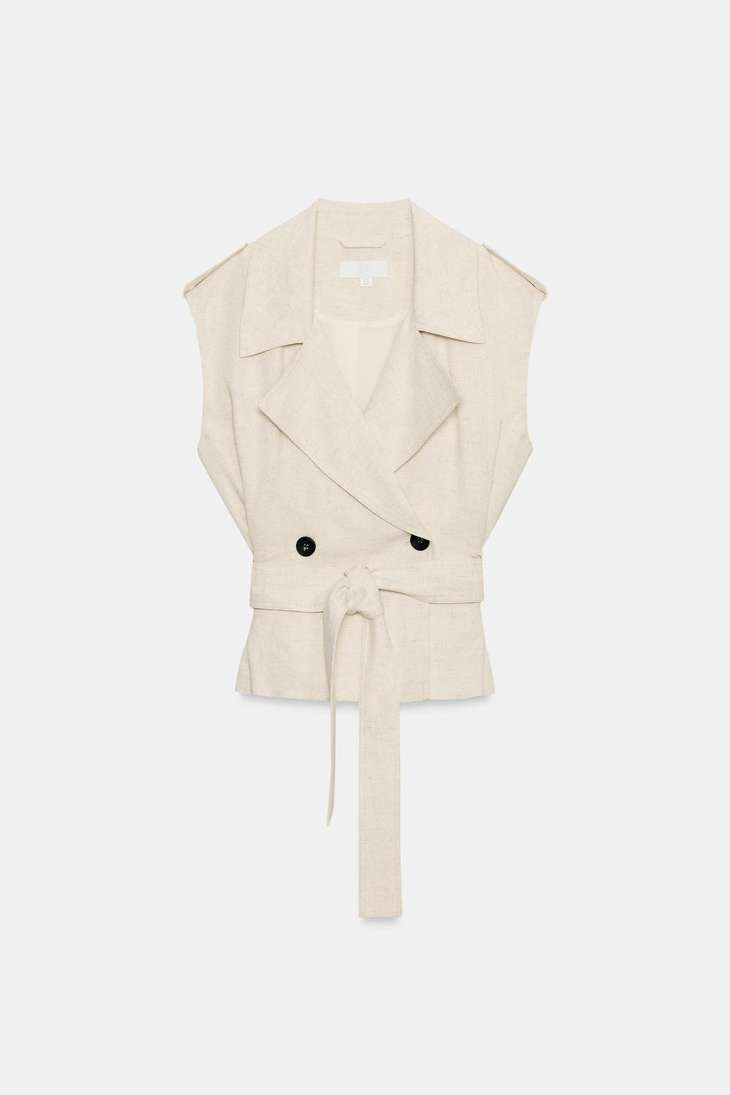 CHALECO CRUZADO CINTUR?N CON LINO / Beige claro - Zara фото 7
