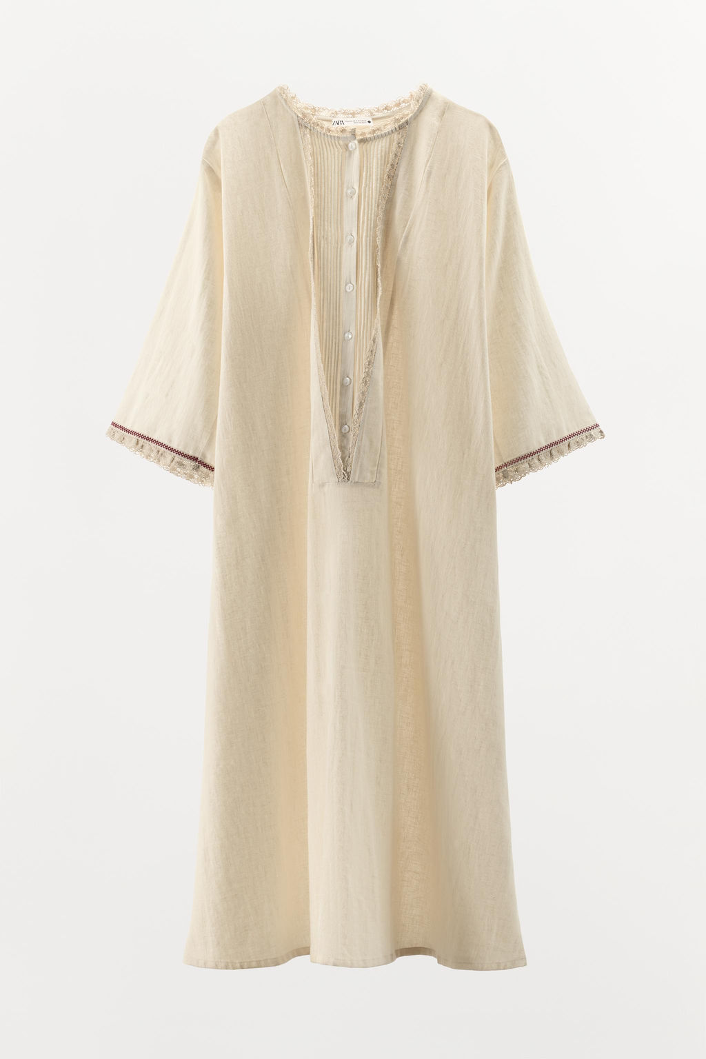 LIMITED EDITION CONTRAST LINEN BLEND KAFTAN - Zara фото 5
