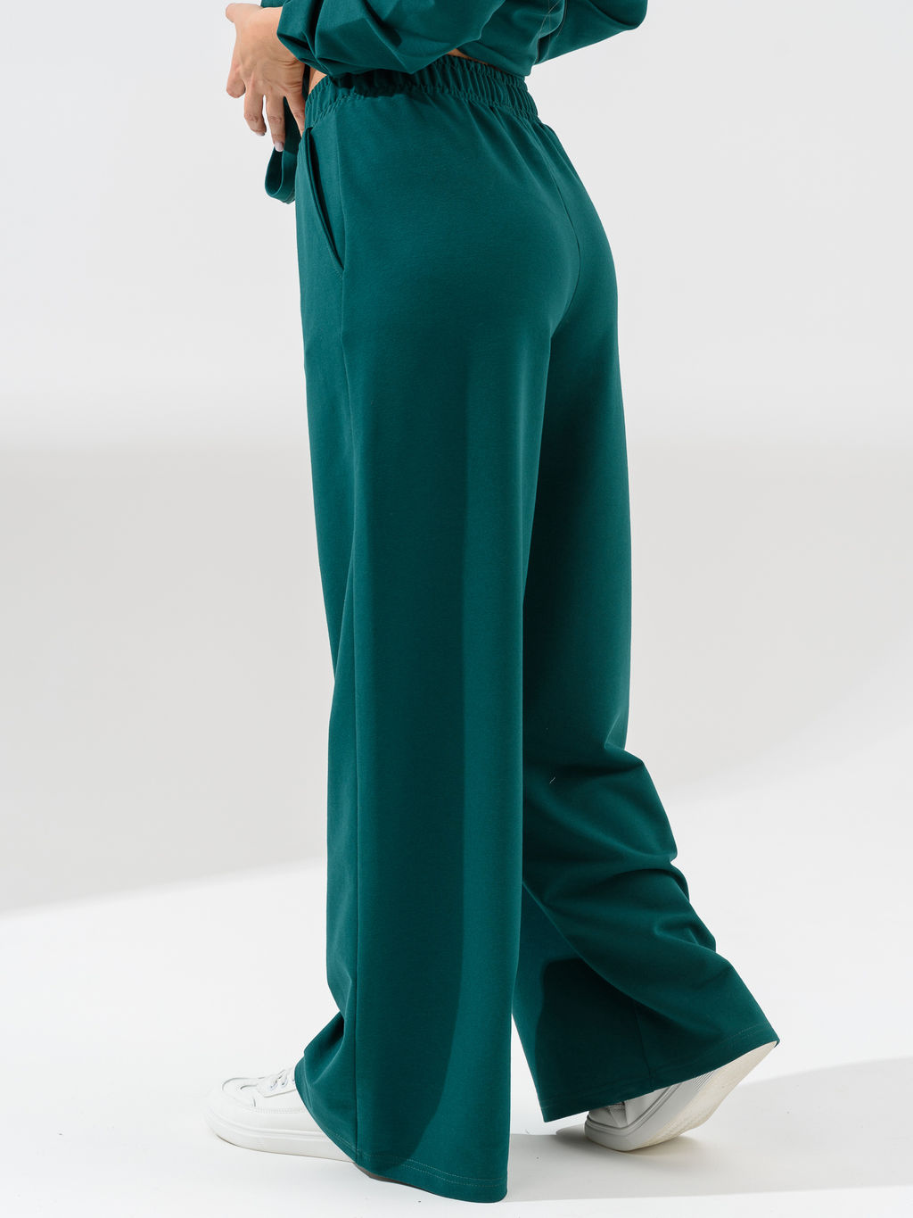 Костюм Оптима футер с брюками палаццо изумрудный  фото 12