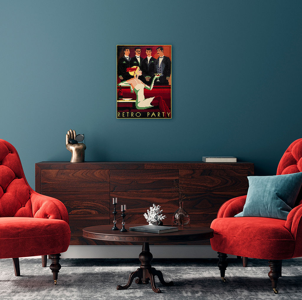 Кристальная (алмазная) мозаика ФРЕЯ ALPD-206 на подрамнике Вечеринка в стиле ретро 30 х 40 см