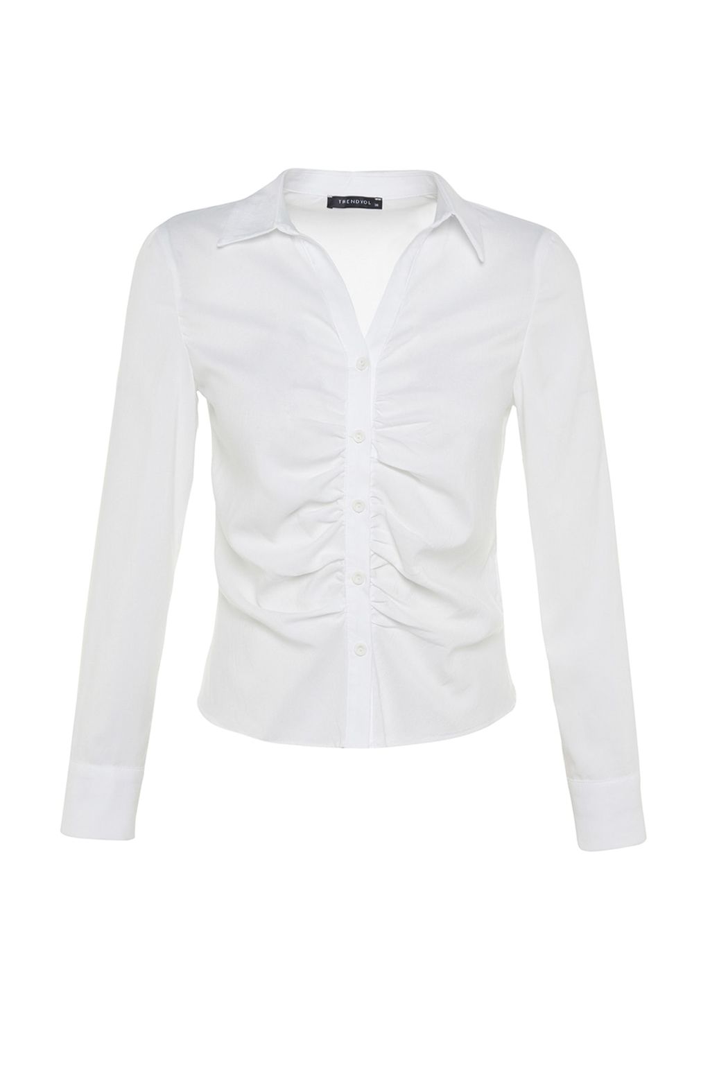 TRENDYOLMILLA Mavi Buzgulu Fitted/Dar Kesim Dokuma Gomlek TWOSS23GO00177  фото 7