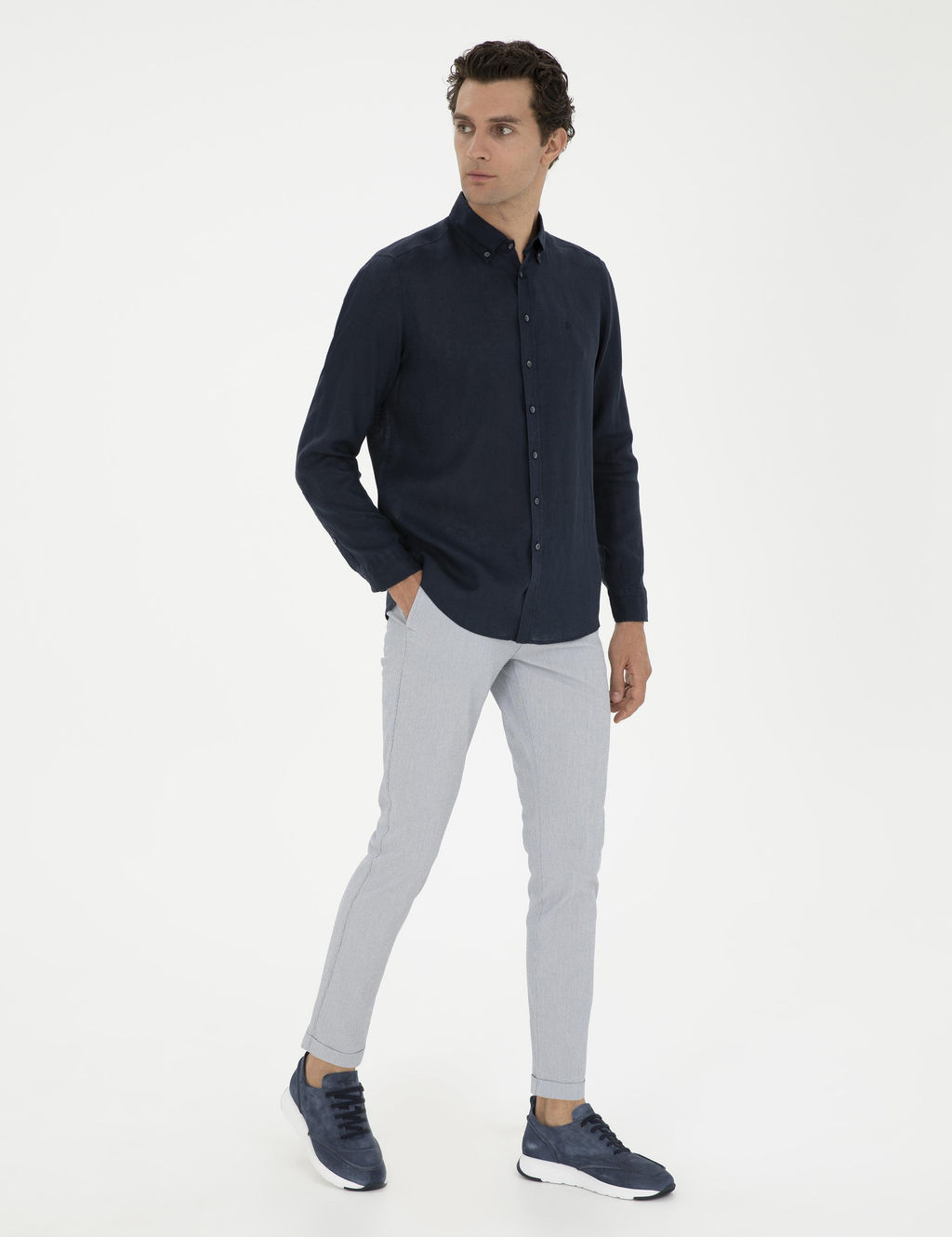 Голубые узкие брюки из плотной ткани - Cacharel фото 3