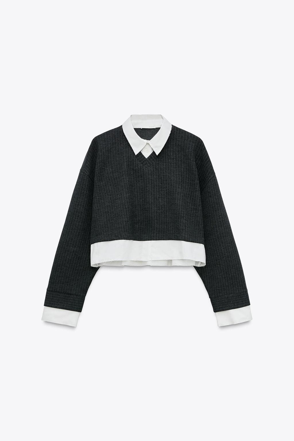 CONTRAST POPLIN SWEATSHIRT - Zara фото 5