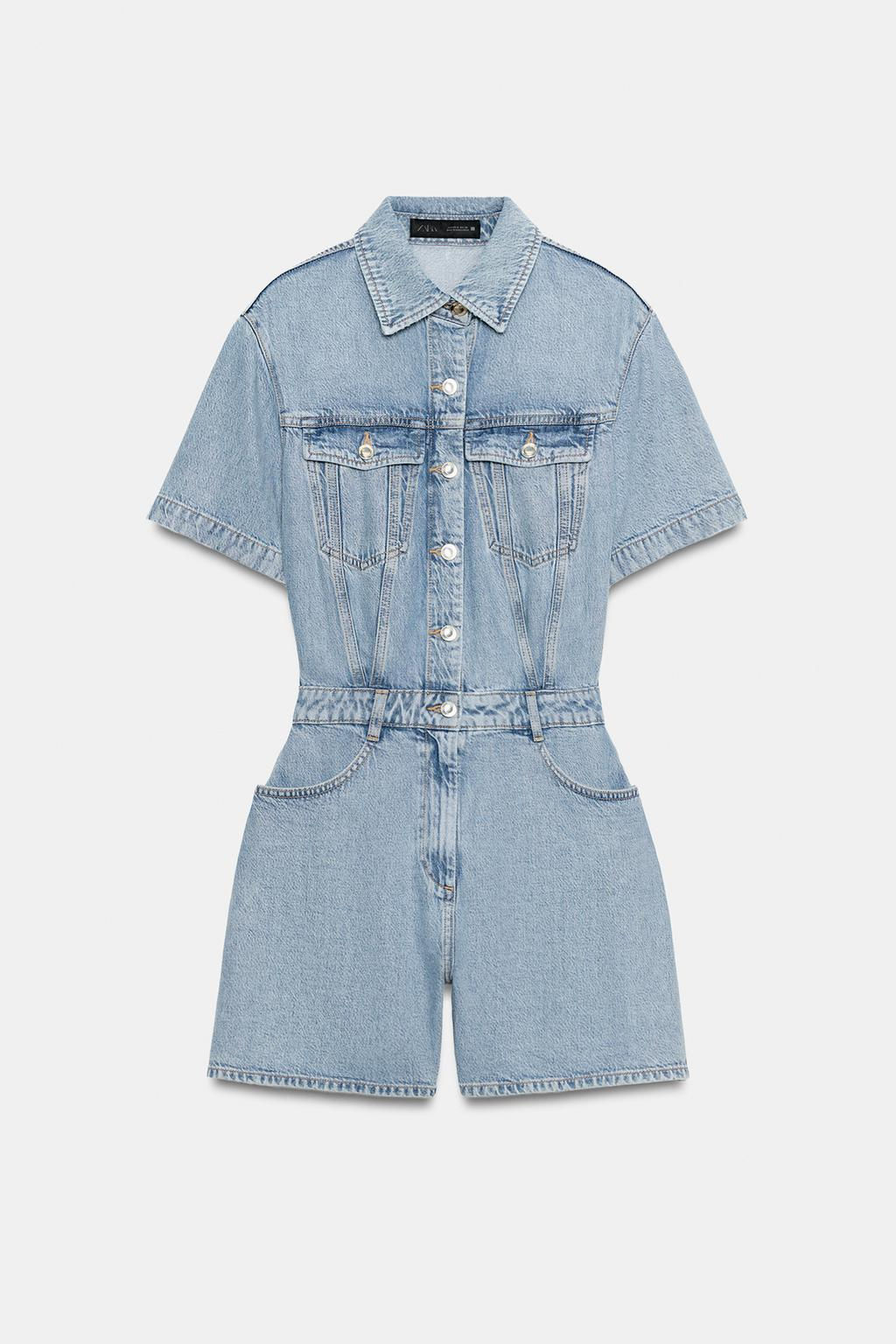 Z1975 SHORT FLOWY DENIM JUMPSUIT - Zara фото 8
